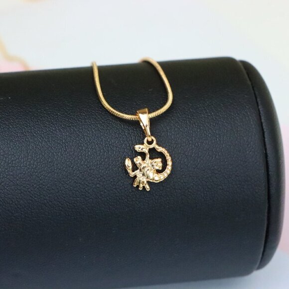 "Rose Gold Scorpio Pendant in Gold Plated Brass Zodiac Charm, XPPT1465 - Picture 6 of 13